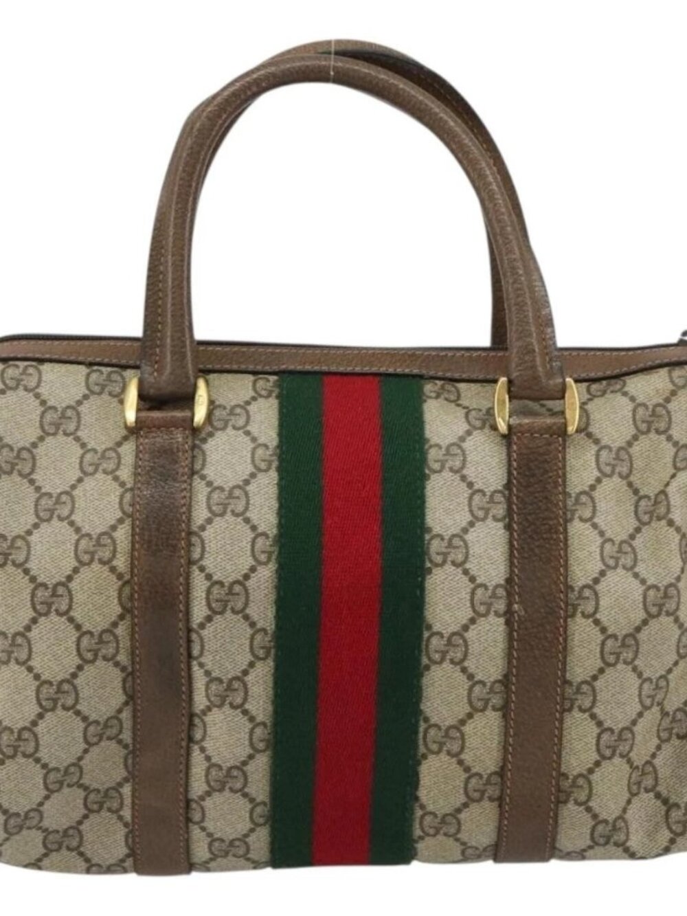 GUCCI GG Supreme Web Sherry Line Boston Bag PVC Beige Gold 40 02 006 Auth gh1505 - Picture 4 of 16